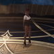 A screenshot of my female character, in heels and shorts, the moment after I created her.